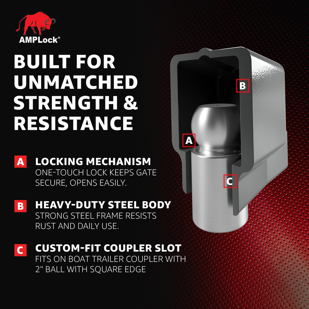 Ball Coupler Lock Square Edge: Heavy-Duty Steel - AMPLock